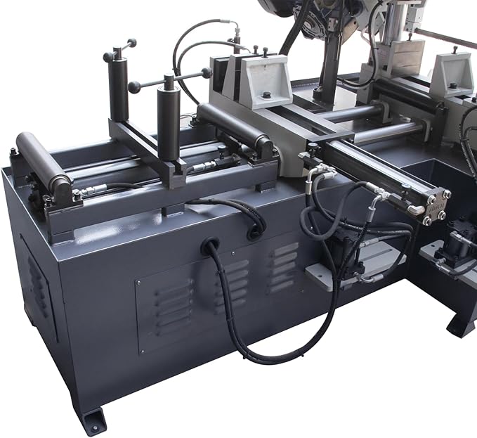 KAKA Industrial Double Column Band Saw 11 Inch Capacity Hydraulic Downfeed Variable Speed Automatic Horizontal Bandsaw for Metal Cutting 220V 3PH TBK-11B