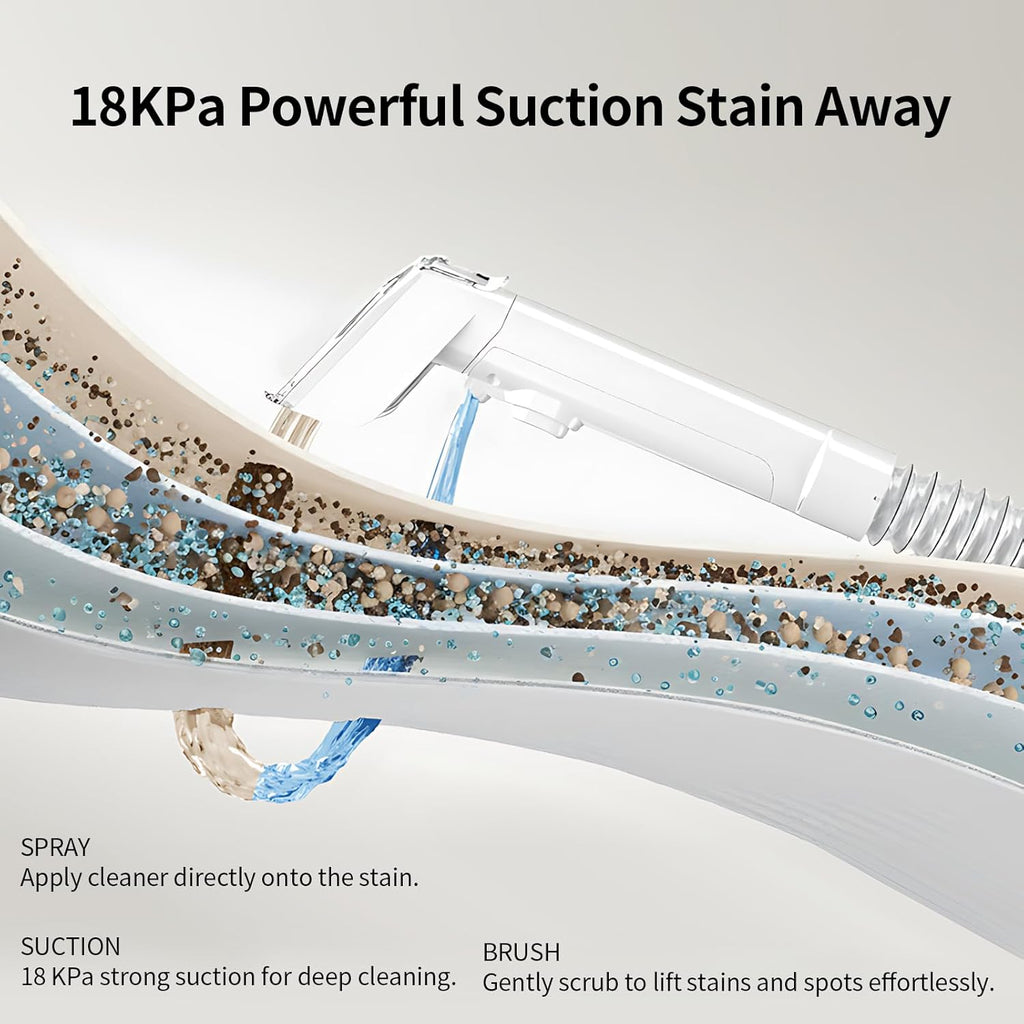 COCEAN Multi-Purpose Portable Carpet and Upholstery Cleaner, Carpet Cleaner Machine Powerful Suction Spot Cleaning, Deep Stain Cleaning for Carpet, Car Seats, Pets, Couches, with BrushHead (White)