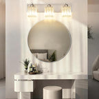 Aipsun Brushed Nickel Vanity Light Bathroom Lighting Fixtures 3 Light Crystal Modern Bathroom Vanity Light (Exclude Bulb)