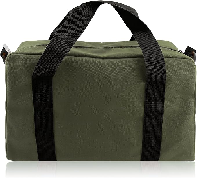 Small Tool Bag,Close Top Wide Mouth Tool Organizer Bag,Large Capacity Tool Bags for Men,Canvas Tool Storage Bag for Storage Handbag for Screwdrivers,Wrench,Pliers Hand Tools (Army Green, 20 Inch)