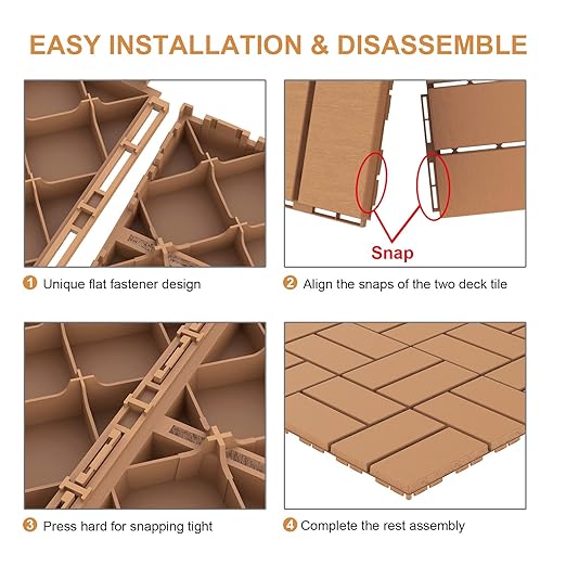 Goovilla Plastic Interlocking Deck Tiles, 9 Pack Outdoor Patio Flooring, 12"x12" Interlocking Decking Tile Outdoor All Weather Use, Waterproof Patio Pavers for Pool Balcony Backyard Porch, Khaki
