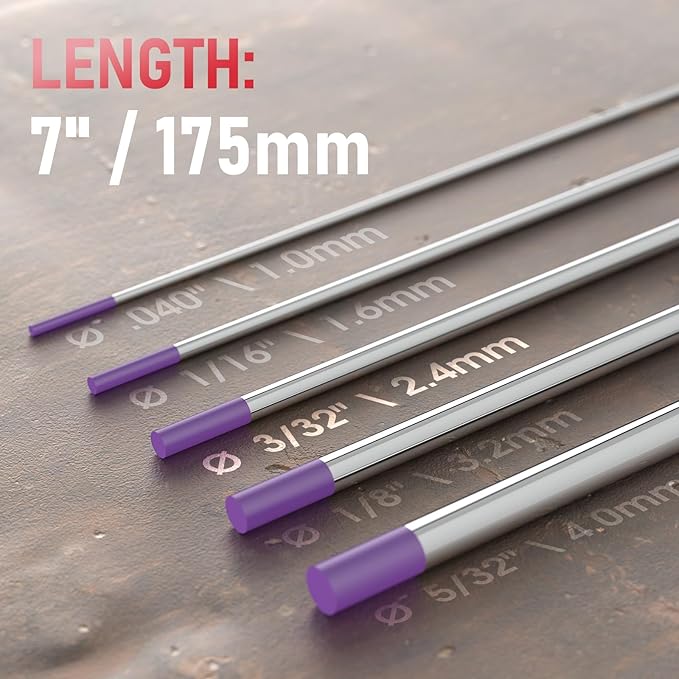 YESWELDER TIG Weld Tungsten Electrode 3/32"x 7" 10-pk, NonRadioactive Comparable to E3 Purple