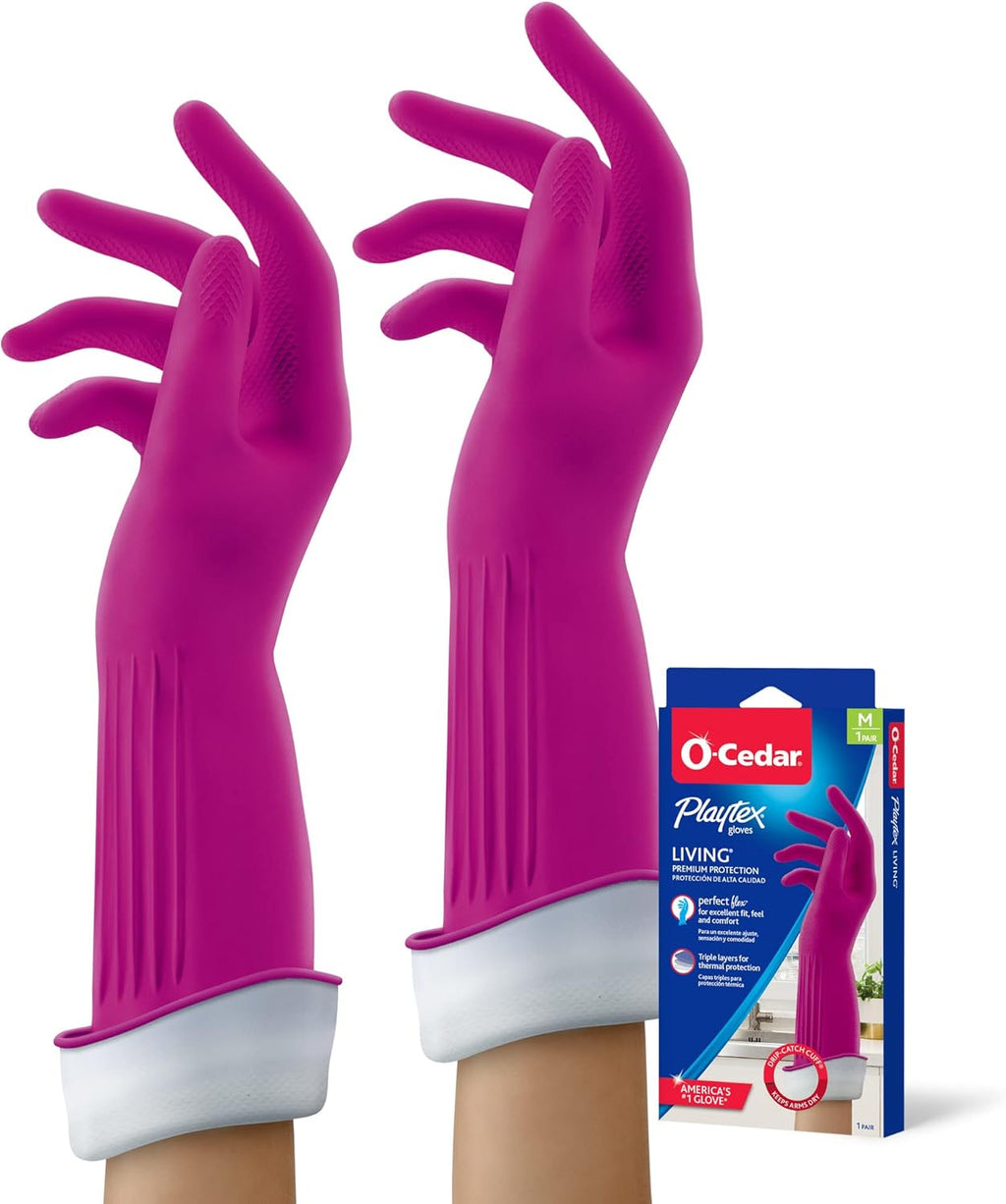 PLAYTEX Living Drip-Catch Cuff Gloves Premium Protection Reusable Household Gloves