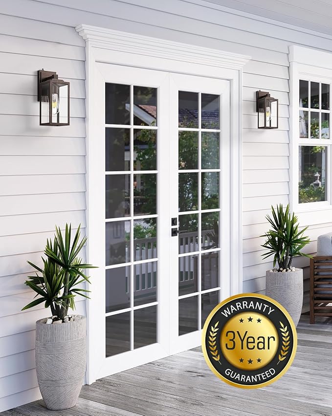 VIANIS Dusk to Dawn Porch Lights, Oil Rubbed Bronze Wall Lights Fixture Outside, Modern Outdoor Lanterns for Front Door, Aluminum Waterproof Anti-Rust ORB Sconce Wall Mount for Doorway, Patio