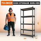 BIG RED Storage Shelving Unit, 5-Tier Adjustable, Heavy Duty Metal Garage Shelves/Utility Rack for Kitchen, Pantry, Basement, Bathroom, Laundry - 2,000 lbs Capacity, Black, 72" H x 35" W x 12" D
