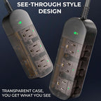 Outdoor Power Strip Weatherproof, Transparent IPX6 Waterproof Surge Protector with 3 Wide Outlets, 1625W/13A, 10FT Extension Cord, Wall Mountable for Indoor Outdoor, UL FCC Listed