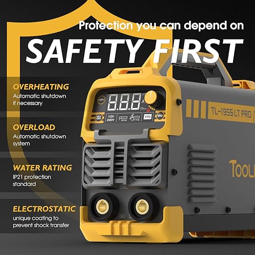 TOOLIOM 195A Stick/Lift TIG Welder with Lift TIG Torch 110V/220V Dual Voltage Welding Machine with Synergic Control Portable MMA Welder Machine with VRD, Hot Start and ARC Force