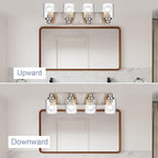 4 Light Vanity Light Brushed Nickel Bathroom Lighting Fixtures Over Mirror, Modern Bathroom Light with Clear Glass Shade, Farmhouse Vanity Lights