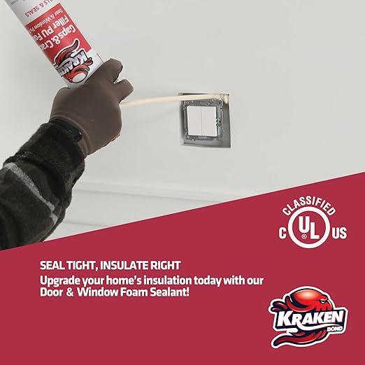 Kraken Bond Gaps & Cracks Expanding Foam Sealant - (2x12oz) High Expansion Polyurethane Spray Foam for Window & Door, Straw Use Waterproof High Yield Gap Filler - 2 Pack