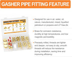 GASHER 48PCS 1/4"NPT Brass Pipe Fittings Kit，Coupling，90 Degree Elbow，45 Degree Elbow，Nipple，Ball Valve，Plug，Tee，4 Way，Reducer Adapter
