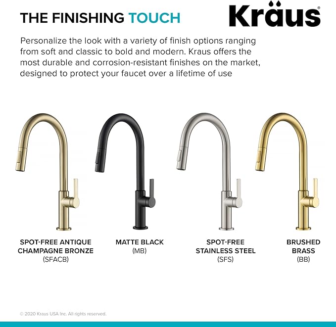 KRAUS Oletto Single Handle Pull Down Kitchen Faucet in Matte Black, KPF-2820MB