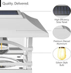 Davinci Lighting Edison Solar Outdoor Post Cap Lights - 4x4 5x5 6x6 - Bright LED Light for Fence Deck Garden or Patio Posts - Pearl White (2 Pack)