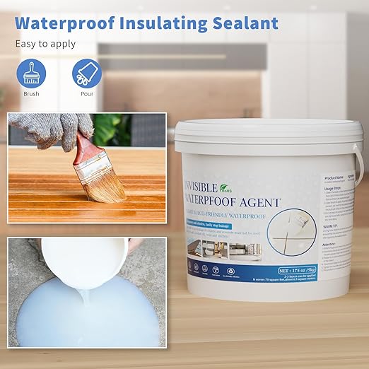Transparent Waterproof Coating 175 Oz (5 KG), Invisible Waterproof Agent, Water-Based Repairing Leak Water Proof Glue, Indoor & Outdoor Liquid Sealant