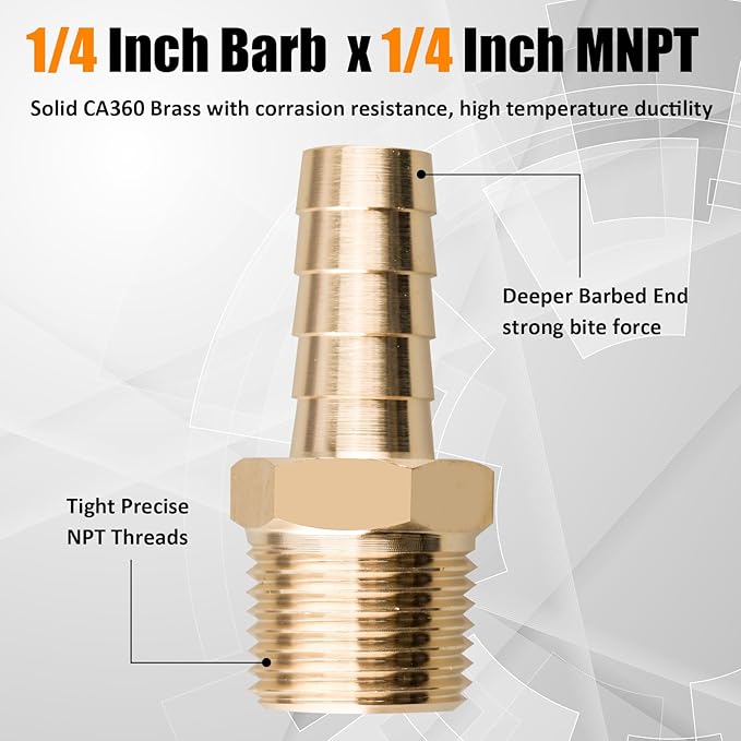 136Pcs Brass Hose Barb Fittings Assortment Kit Barb Splice/Female Adapter/Coupler/Tee/Male Elbow NPT Thread 1/8" 3/16" 1/4" 5/16" 3/8" 1/2" Air Hose Fittings with Pipe Clamps for Water/Air/Fuel