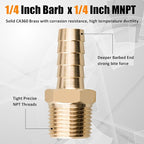 136Pcs Brass Hose Barb Fittings Assortment Kit Barb Splice/Female Adapter/Coupler/Tee/Male Elbow NPT Thread 1/8" 3/16" 1/4" 5/16" 3/8" 1/2" Air Hose Fittings with Pipe Clamps for Water/Air/Fuel