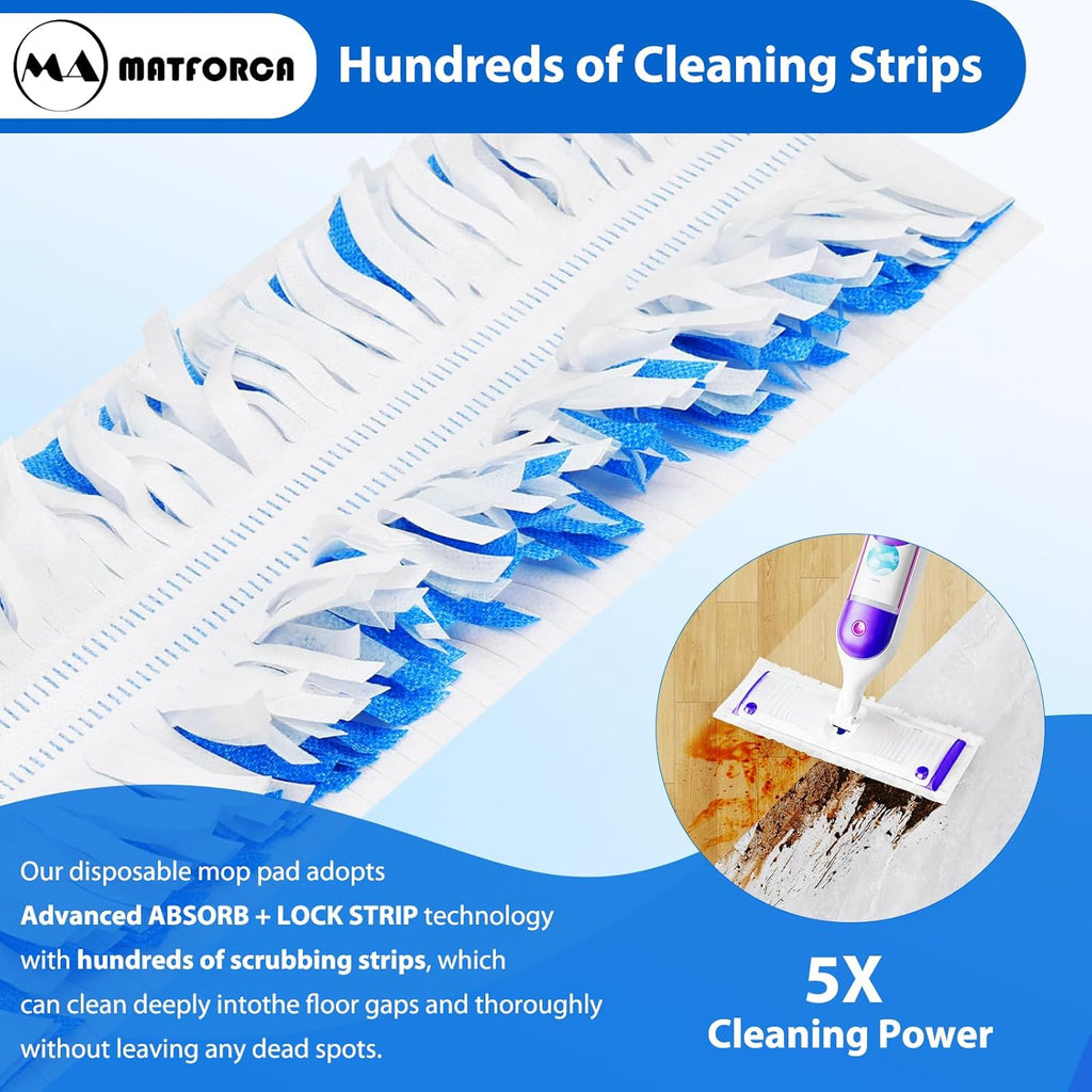 20 Count Swiffer Wet Pads Refill - Plant Fiber Material for Effective Cleaning, Disposable Power Mop Pads Refills, Blue Color