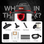 Shop-Vac 5989305 Wet/Dry Vacuum, 5 Gallon, 4.5 Peak HP Stainless Steel Vacuum, 1.25 Inch Diameter x 7 Foot Hose, 6 Ft Cord Length, Ideal for Jobsite, Garage, Car & Workshop