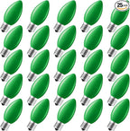 Brightown C9 LED Replacement Christmas Bulbs, 25 Pack Green Shatterproof C9 Bulbs, Waterproof Commercial LED Holiday Bulb for Christmas String Light, E17 Intermediate Base, Dimmable