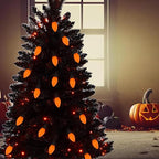 C9 Orange Replacement Light Bulbs, 25 Pack Halloween Ceramic Orange Bulb Christmas Light Bulbs for Outdoor Patio String Lights Halloween Decorations Party Yard Decor, E17 Intermediate Base- 7 Watts