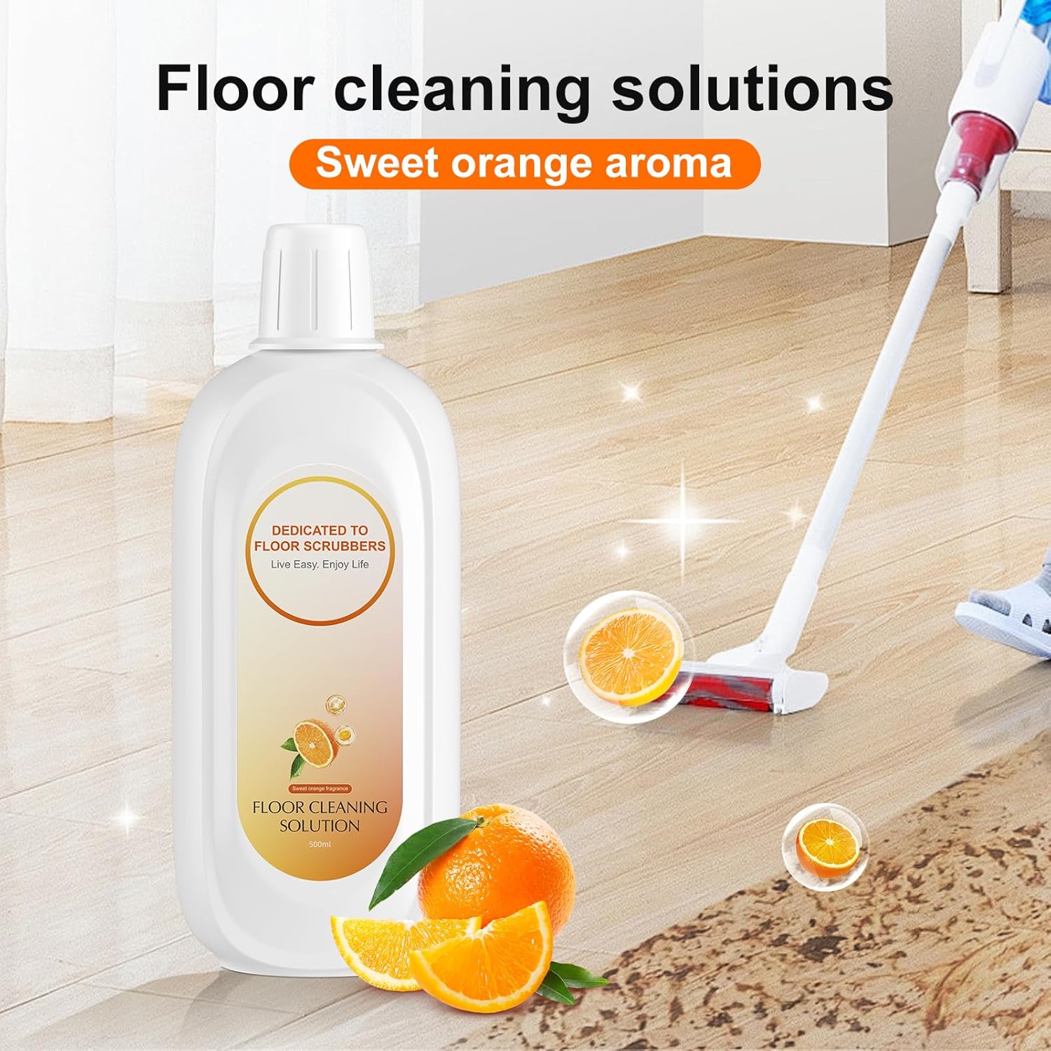 Floor Cleaning Solution Compatible With Tineco, Deep Cleans for Multiple Hard Floors, Suitable With All Robot Vacuums with Mopping and Cordless Wet/Dry Vacuum Mop (Sweet Orange 1 Bottle)