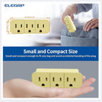 ELEGRP 2 to 3 Prong Grounded Triple Outlet Extender, 2-Prong to 3-Prong Adapter Converters for Wall Outlets, Portable Polarized Wall Plug Splitter with 3 AC Outlets, ETL Listed, 1 Pack