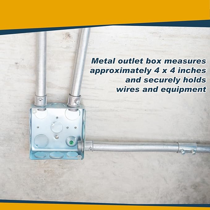 12 Pcs Electrical Box Junction Box Galvanized Steel Metal Electrical Boxes, 1/2'' and 3/4'' Knockouts, Drawn Construction, Silver (4 x 4 Inch,Square)