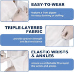 ETERNA Hazmat Suits- 1 Pack Disposable Protective Coveralls with Hood, Zipper, Elastic Wrists, Shoe Covers for Men & Women, Shield from Dirt, Dust, Paint (White, XXXL)