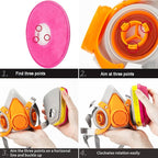 RANKSING Respirator Mask with Filters and Glasses to Against Dust Gases Fumes in Painting Spraying Sanding Orange/Pink