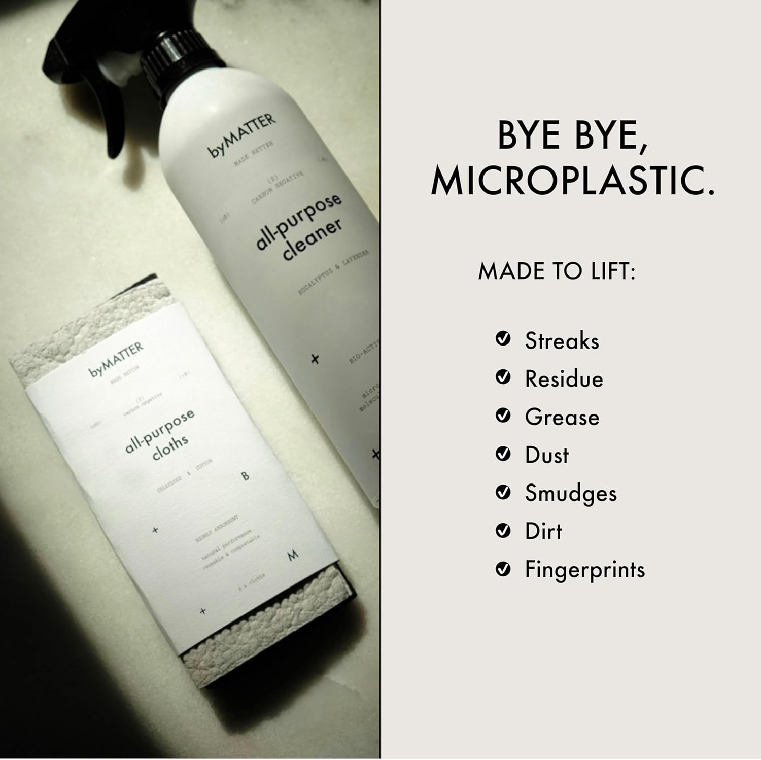 byMATTER All Purpose Cleaning Cloths – Reusable Cleaning Cloth Pack, Plastic Free, Compostable, Highly Absorbent, Dishwasher Safe, Streak Free Kitchen Cloth Set x2