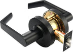 LYNN HARDWARE Commercial Door Lever Lock - Heavy-Duty Locking Door Handle, Designer Door Handles, Cylindrical Lever Lock, Non-Handed Grade 2 Door Handle, Matte Black, Passage/Closet