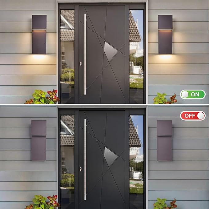 Modern Outdoor Indoor Integrated LED Wall Sconce, 2-Light Total 17W,Bronze Finish,1600 Lumens,3000 Kelvin,90 CRI, Dimmable,Input 120-277V,Weatherproof for Global Front Porch Decor Use.