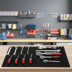 AIRTOON 4PCS Trap Mat Universal Tool Drawer Liners, Heavy Duty Toolbox Drawer Liners, Rolling Tool Chest Liner Foam, Non-Slip Organizer Liner for Toolbox, Cart, Work Bench, 23.62 x 15.75 Inches