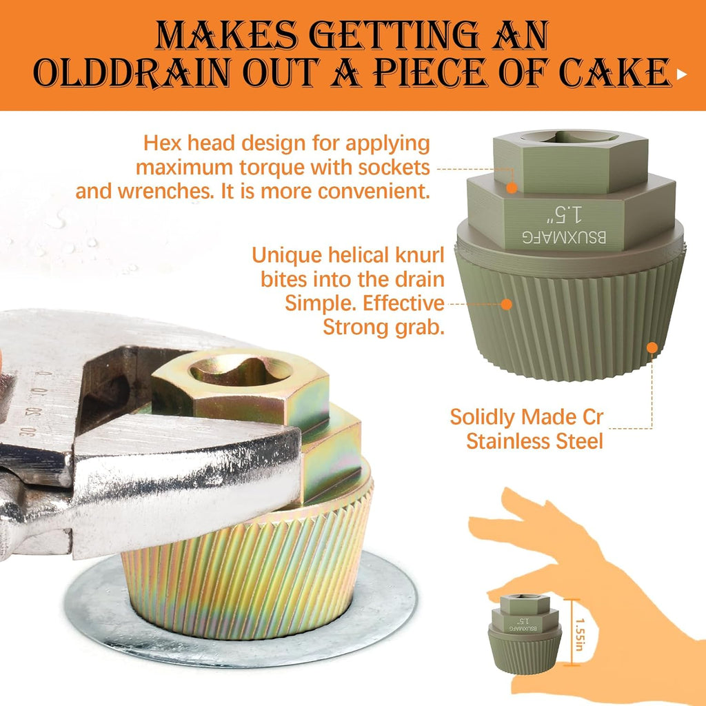 1.5" Tub Drain Extractor, 8PCS Pipe Nipple Extractor, Strong Grab Plumbing Tools, Remove The Old, Stubborn, Broken, Rusted Drain Tub Bathtub Stopper, with Solid Storage Case