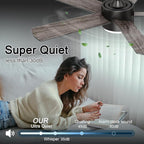 42 inch Black Ceiling Fans with Lights and Remote Control, LED Ceiling Fan Dimmable 3 CCT 6-Speed, Noiseless Modern Ceiling Fan for Bedroom, Living Room, Dining Room, ETL Listed