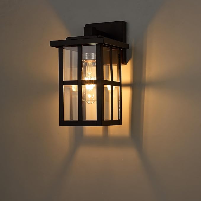 MICSIU Oil Rubbed Bronze Exterior Lights Wall Mount, Waterproof Clear Glass Outdoor Wall Lantern, 11 Inch Outdoor Wall Lights for House, Garage, Porch, Balcony
