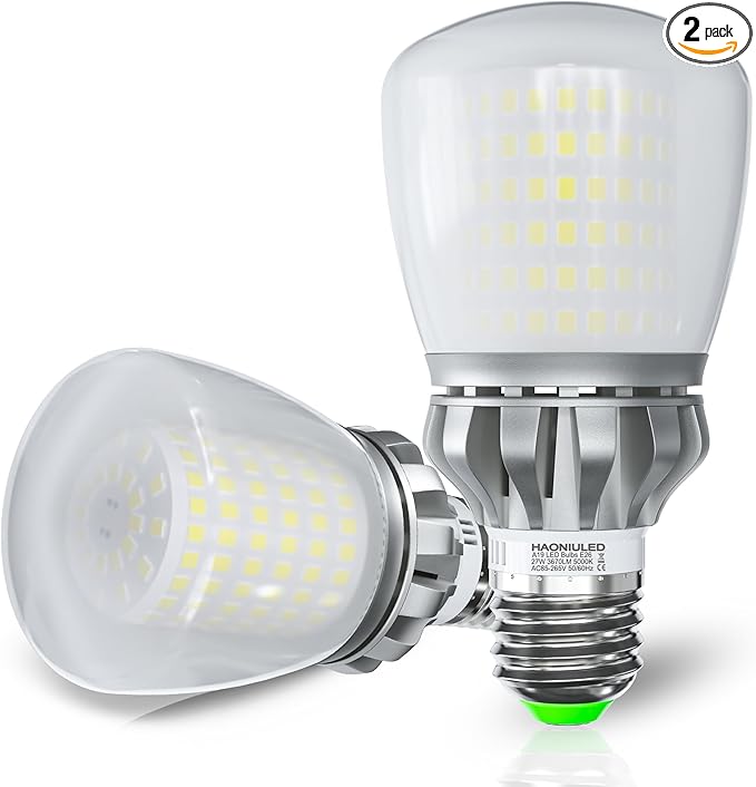 LED Light Bulb, A19 250W Equivalent, 3670 Lumens, 5000K Cool Daylight White 27W LED Corn Light Bulb E26/E27 Light Bulbs Non-Dimmable (Pack of 2)