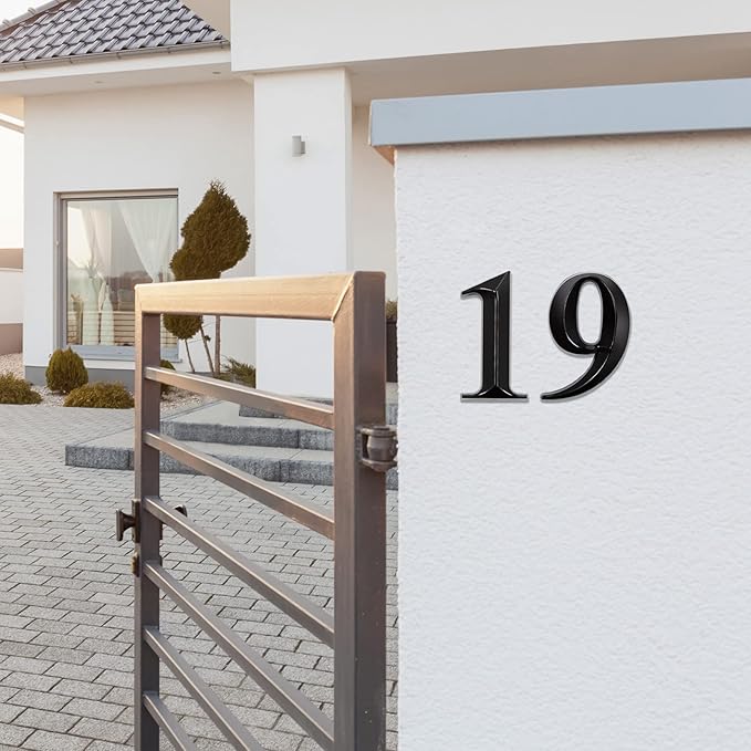 Jetec 10 Pcs House Numbers 3D Door Mailbox Numbers 0-9 Self Adhesive House Door Street Address Stickers for, Apartment, Office, Hotel Room, Mailbox Signs(6 x 4.5 Inches,Black)