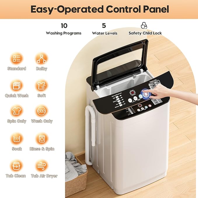 Auertech Portable Washer and Dryer Combo Set, 28 lbs Fully Automatic Washing Machine, 1.5 CuFt Portable Dryers, Compact Washer and Dryer for Apartment, RV, Dorm