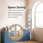 GameGem 6 Step Ladder for 12 Feet High Ceiling, Lightweight Aluminum Folding Step Stool with Convenient Handgrip, Stepladders with Anti-Slip and Wide Pedal for Home Use Space Saving - White