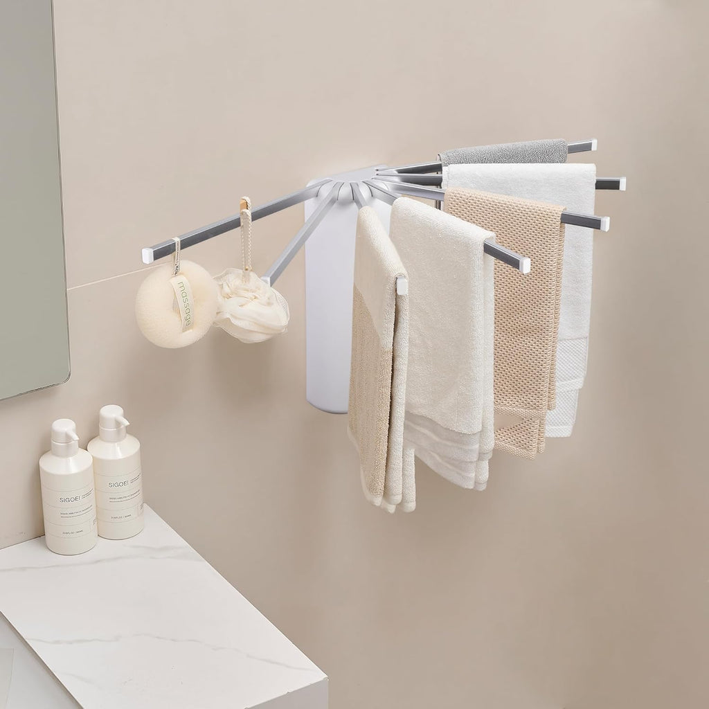 Wall Mounted Clothes Drying Rack - Foldable Tripod, Over The Door Rack for Laundry Bedroom, Household Aluminium