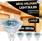 MR16 Bulb 20W, High Output 300LM MR16 Halogen Bulb 20W 12V Warm White 2800K, Halogen GU5.3 Base, MR 16 Dimmable with Clear Glass Cover, Long Lasting MR 16 12V 20 W Halogen Bulb