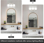 Brushed Nickel Bathroom Light Fixtures, 3-Light Modern Vanity Light Over Mirror, Wall Sconces with Milky White Frosted Glass Shades, E26 Socket (Bulbs Not Included)