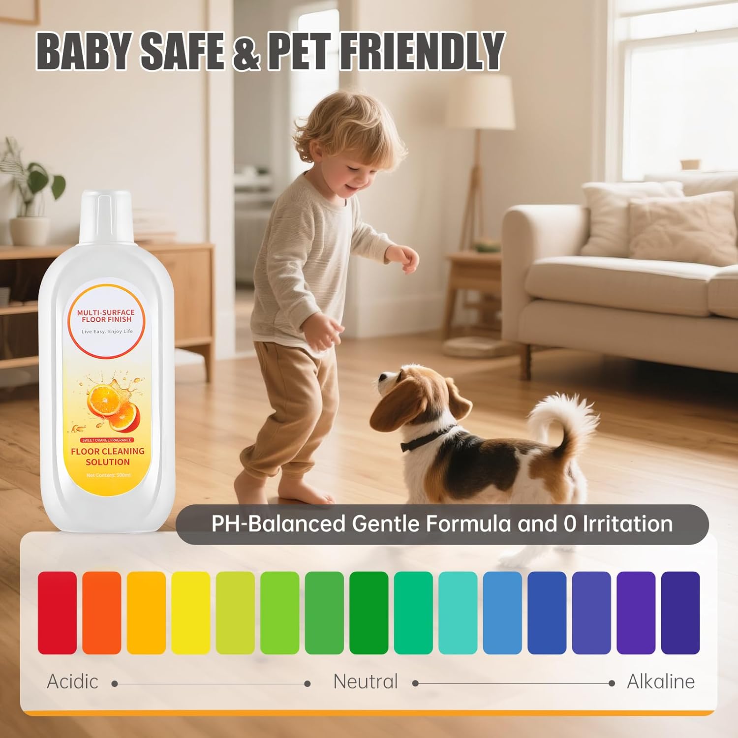 Floor Cleaning Solution Compatible with Tineco iFLOOR Series, All Robot Vacuums & Wireless Wet-Dry Mops, 2 Bottle Floor Cleaner Refill, Orange Scent