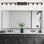 10 Light Bathroom Vanity Lights Over Mirror, 65.4inch Black Vanity Lights Fixtures Matte Black Modern Vanity Lights Black Bathroom Wall Lighting for Mirror Bedroom,Living Room