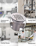 Commercial Sink Drain: 3-1/2" Sink Opening Waste Drain Valve - Brass Kitchen Sink Drain With Lever Handle - Commercial Sink Stopper Prevents Sink Clogged Overflow for Restaurant Multi-Basin Sink