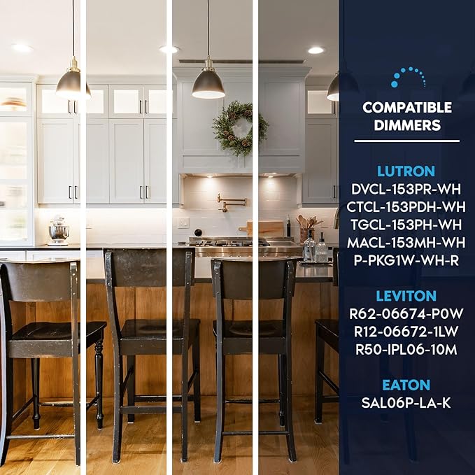 LUXRITE 5/6 Inch Retrofit LED Recessed Lighting, 17W=90W, 1500LM, 5CCT Color Selectable 2700K | 3000K | 3500K | 4000K | 5000K, Dimmable Can Light, CRI 90, Wet Rated, Energy Star, Baffle Trim (6 Pack)