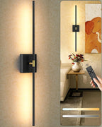 iThird 1 Pack Wall Sconce Battery Operated, Wireless Rechargeable Wall Lights with Touch and Remote Control, 360° Rotatable, Magnetic Wall Sconce for Bedroom,Living Room,Hallway (31.7in Black)
