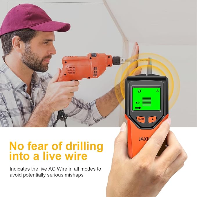 Stud Finder Wall Scanner - 5 in 1 Stud Finder Tool w/Microprocessor Chip and HD LCD Display, Stud Detector Beam Finders for the Center and Edge of Wood AC Wire Metal Studs Joist Pipe (Sunset)