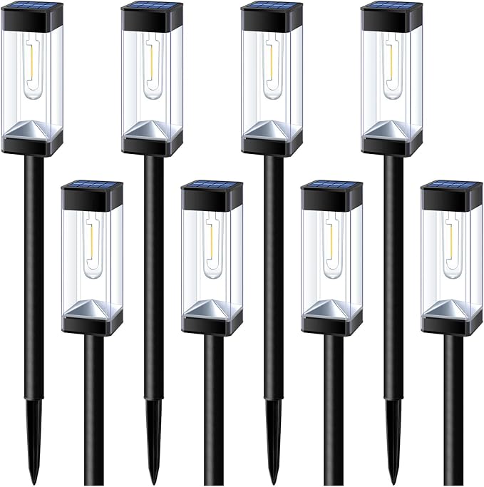 Bright Solar Pathway Lights Outdoor 8 Pack Solar Lights Outdoor LED Waterproof with 3000K Tungsten Filament Bulb Landscape Lighting for Yard, Driveway, Garden, Walkway, Lawn, Path
