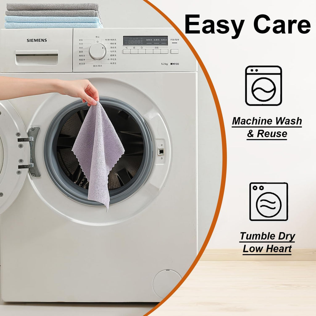 80 Pack Microfiber Cleaning Cloth Roll,Lint Free Rags & Tear Away Reusable Towels Washable Scratch,Ultra Absorbent Dish Rags(12" x 12") for Car Kitchen Home Garage-Light Purple